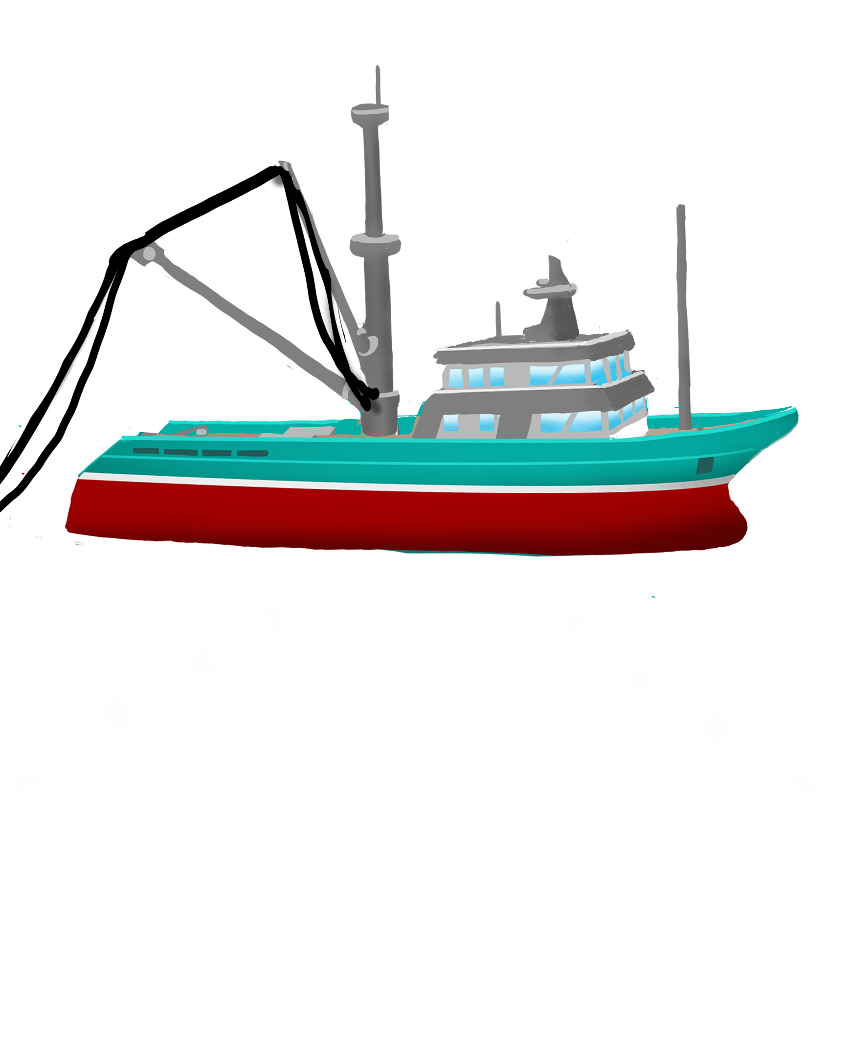 Illustration couleur d'un bateau. En dessous de celui-ci, des ondes sonores se diffusent.